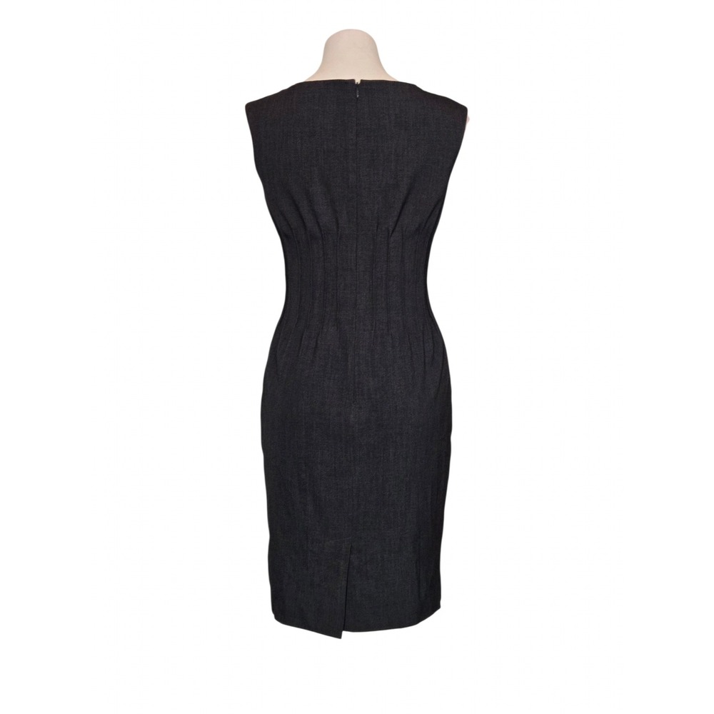 Calvin Klein Grey Pin Tuck Pleated Waist Sheath Dress Size 6 Sleeveless Office - Picture 4 of 6
